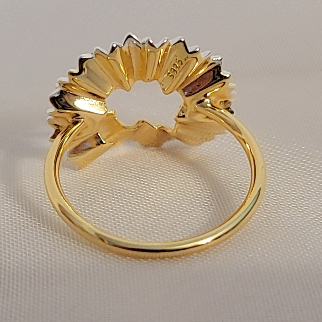SilverBloom 925 18K Gold Plated 925 Sterling Silver Sculptural Shavings Ring