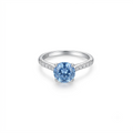 SilverBloom 925 Sea Blue Cubic Zirconia Sterling Silver Ring Size 6