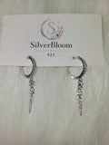 SilverBloom 925 Cubic Zirconia Long Dangle Huggie Hoop Earrings