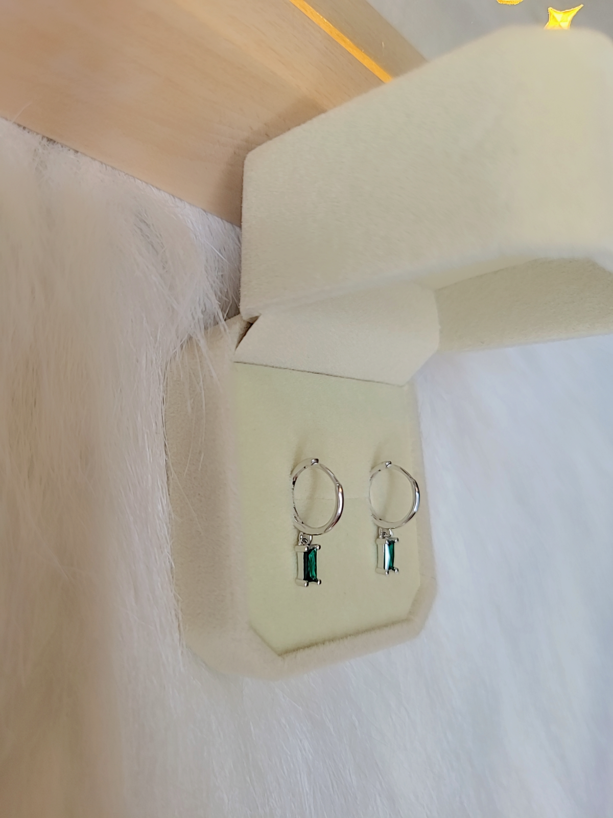 SilverBloom 925 Sterling Silver Green CZ Drop Huggie Earrings – Silver or 18K Gold Plated