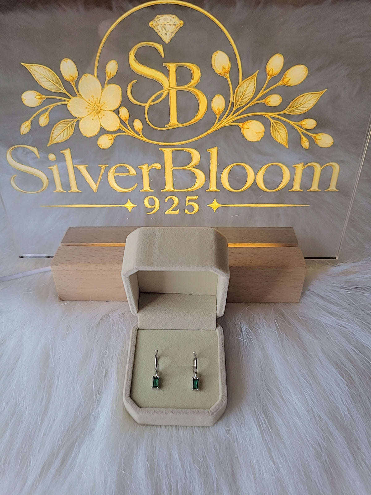SilverBloom 925 Sterling Silver Green CZ Drop Huggie Earrings – Silver or 18K Gold Plated
