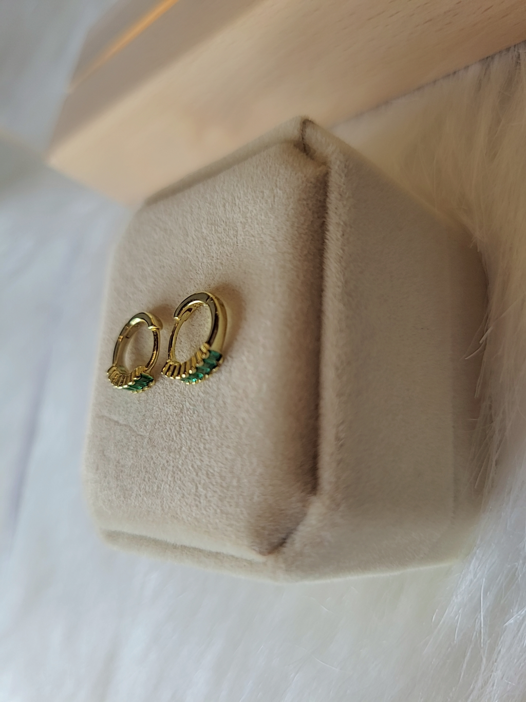 SilverBloom 925 Green CZ Huggie Earrings – Silver & 18K Gold Plated