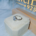 SilverBloom 925 Oval-Cut Cubic Zirconia Halo Ring with Pavé Band – Size 8