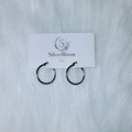SilverBloom 925 Minimalist Rhodium-Plated Sterling Silver Hoop Earrings – 2cm