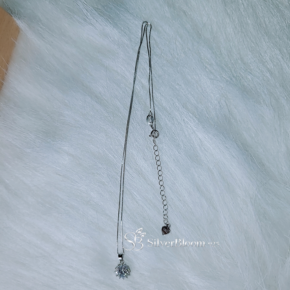 SilverBloom 925 8mm Round Cubic Zirconia Pendant Necklace – Rhodium Plated Sterling Silver Box Chain