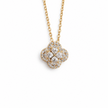 SilverBloom 925 Four-Leaf Clover 0.10ct D VVS1 Moissanite 14K Gold Plated Sterling Silver Necklace