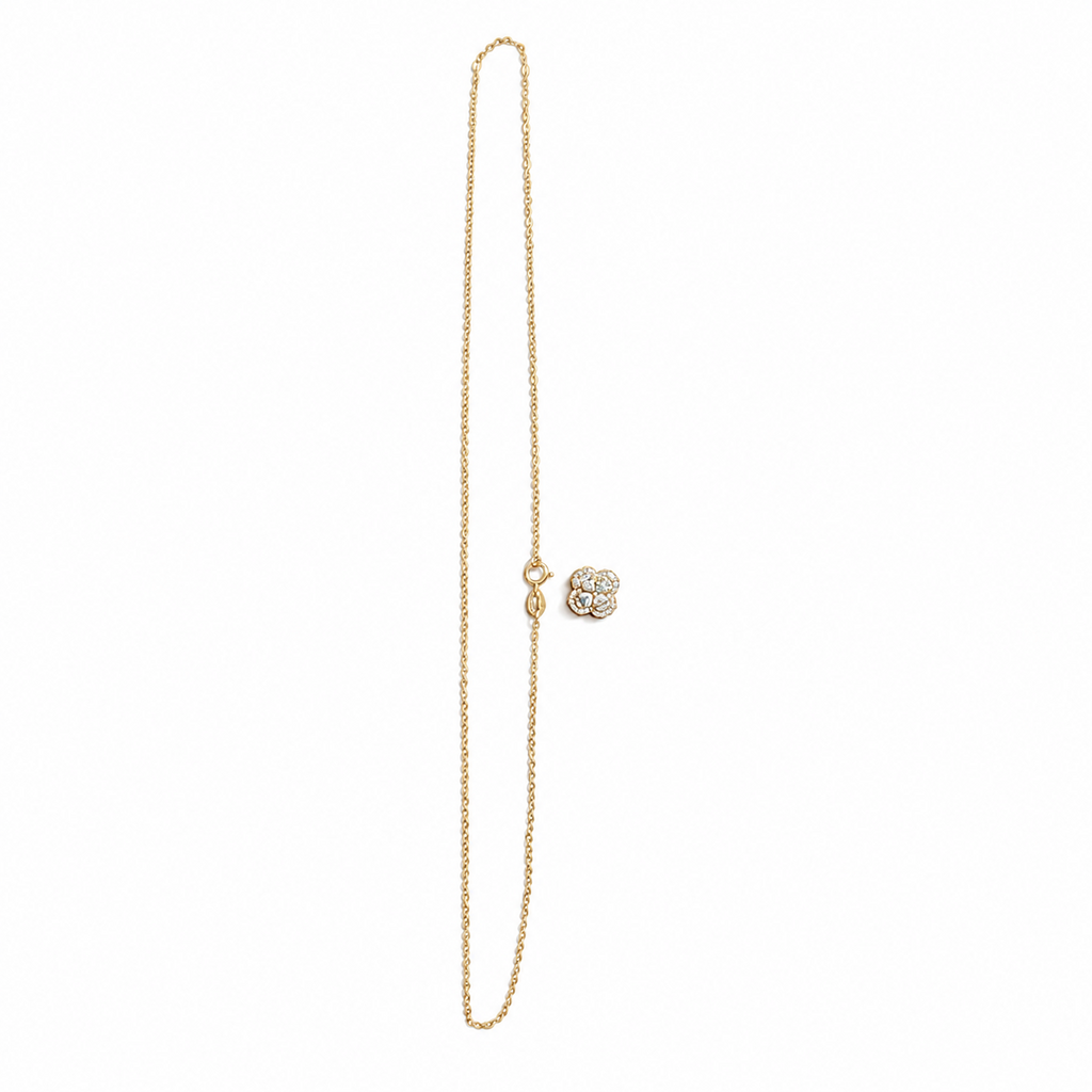 SilverBloom 925 Four-Leaf Clover 0.10ct D VVS1 Moissanite 14K Gold Plated Sterling Silver Necklace