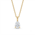 SilverBloom 925 1.0 Ct Pear Moissanite Pendant Necklace Gold Plated Sterling Silver