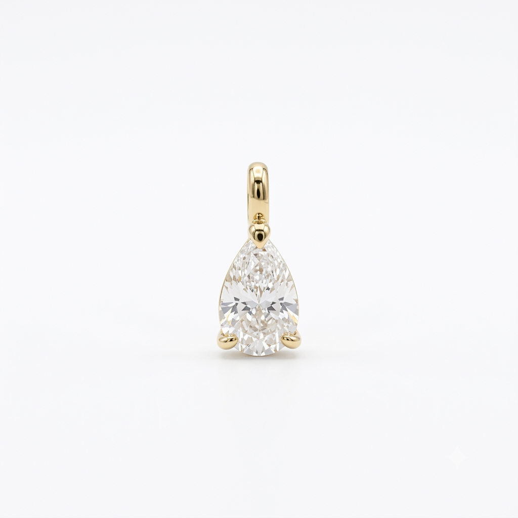 SilverBloom 925 1.0 Ct Pear Moissanite Pendant Necklace Gold Plated Sterling Silver
