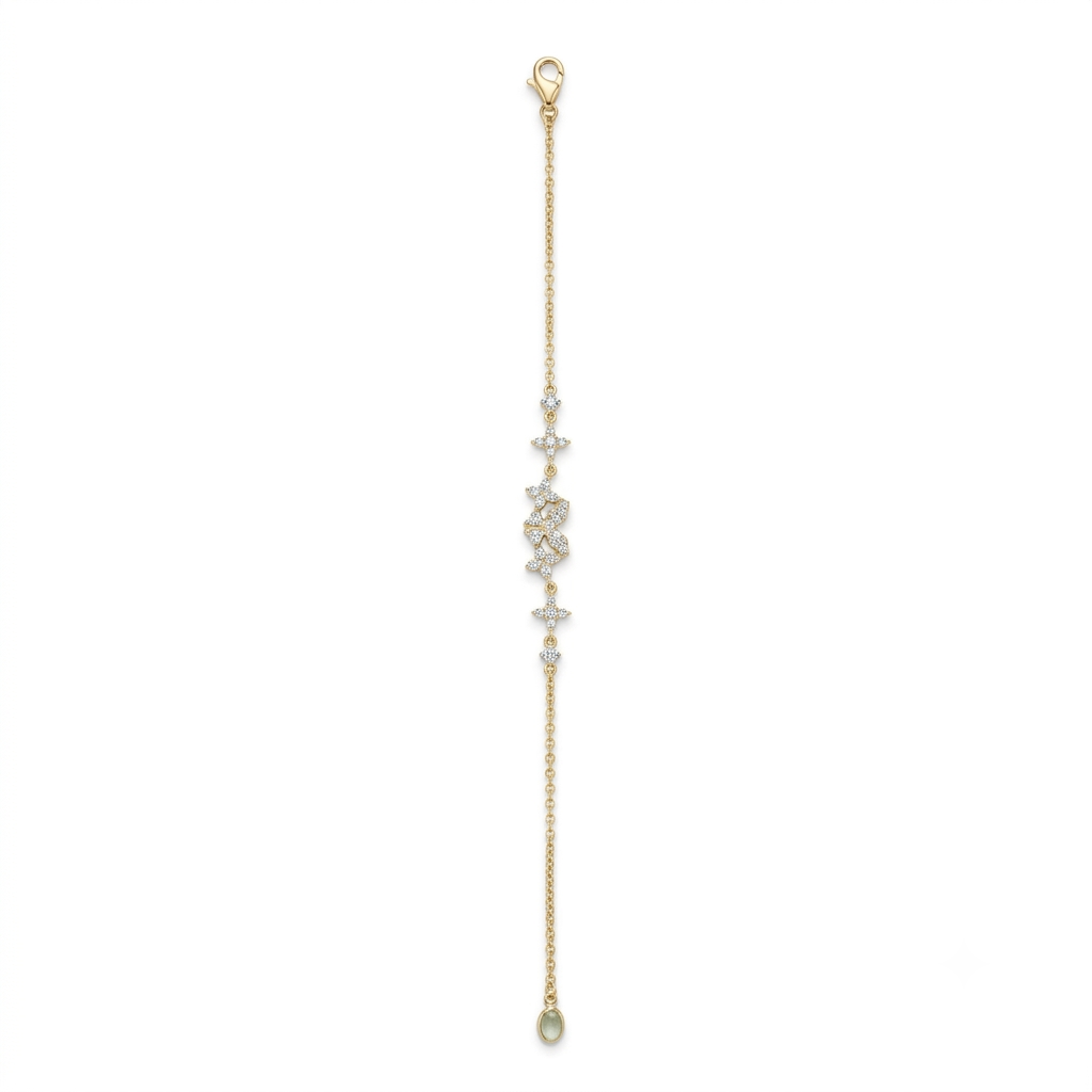 SilverBloom 925 Gold-Plated Sterling Silver D Color Moissanite Butterfly Adjustable Bracelet