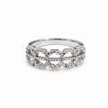 S925 Sterling Silver CZ Scalloped Openwork Band Ring – Size 7