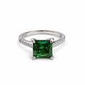 SilverBloom 925 Green Square-Cut Cubic Zirconia Sterling Silver Ring – Size 7