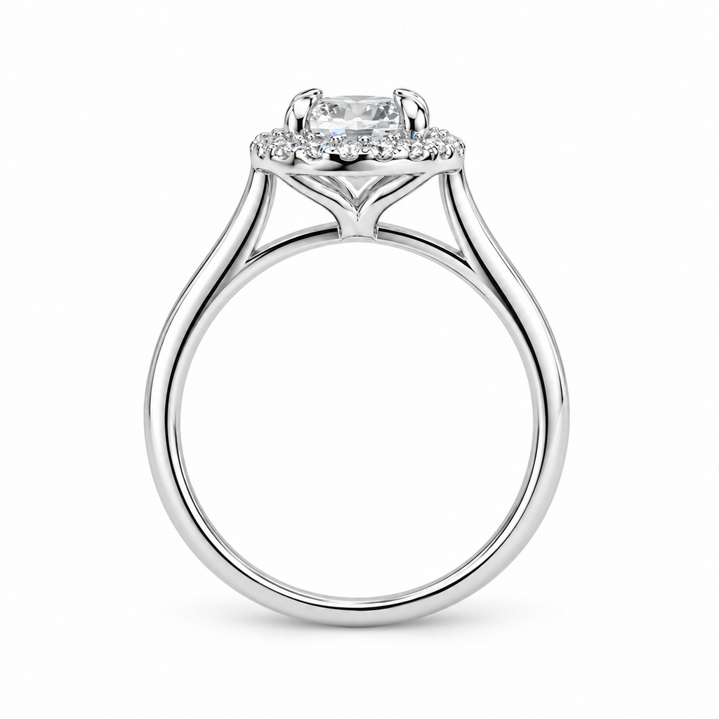 SilverBloom 925 Round Cubic Zirconia Floral Halo Ring – Size 8