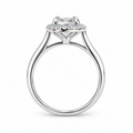 SilverBloom 925 Round Cubic Zirconia Floral Halo Ring – Size 8