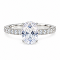 SilverBloom 925 Oval-Cut Cubic Zirconia Solitaire Ring with Pavé Band – Size 8