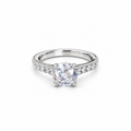 SilverBloom 925 Round-Cut Cubic Zirconia Solitaire Ring with Pavé Band – Size 7