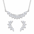 SilverBloom 925 Marquise-Cut Cubic Zirconia Wing Necklace & Earrings Set
