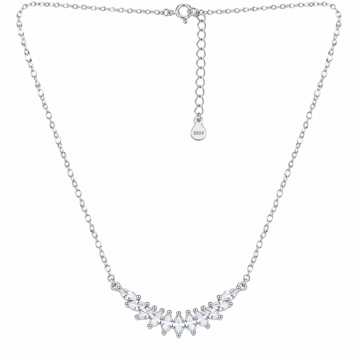 SilverBloom 925 Marquise-Cut Cubic Zirconia Wing Necklace & Earrings Set
