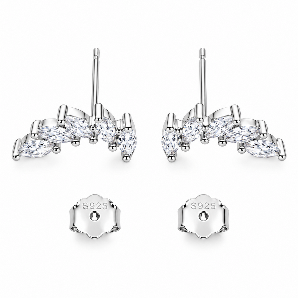 SilverBloom 925 Marquise-Cut Cubic Zirconia Wing Necklace & Earrings Set