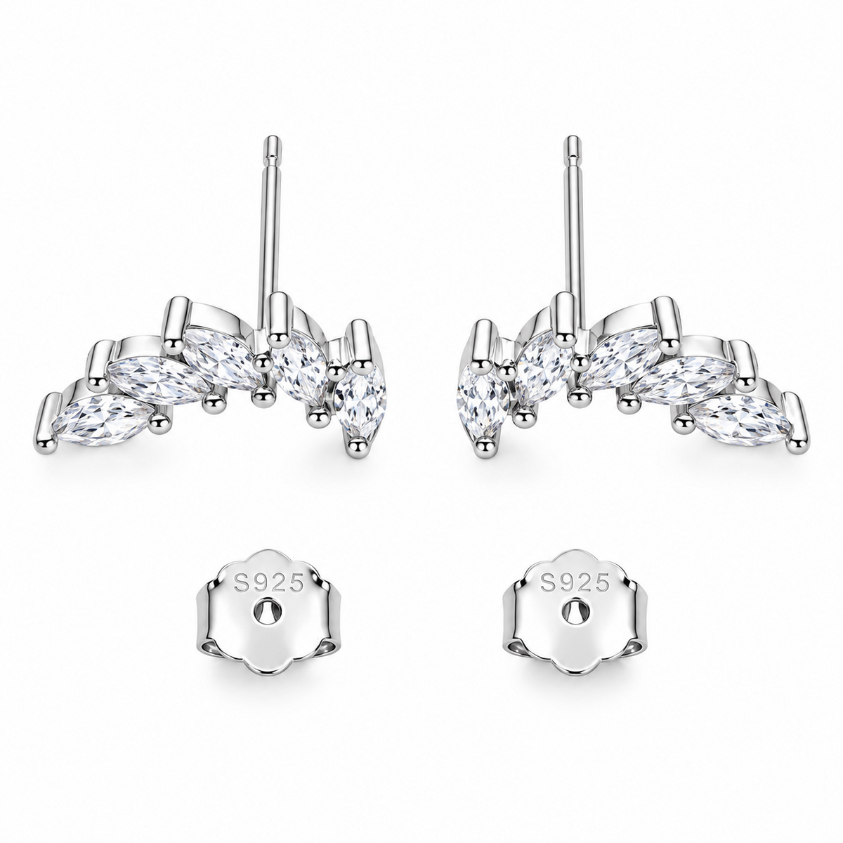 SilverBloom 925 Marquise-Cut Cubic Zirconia Wing Necklace & Earrings Set