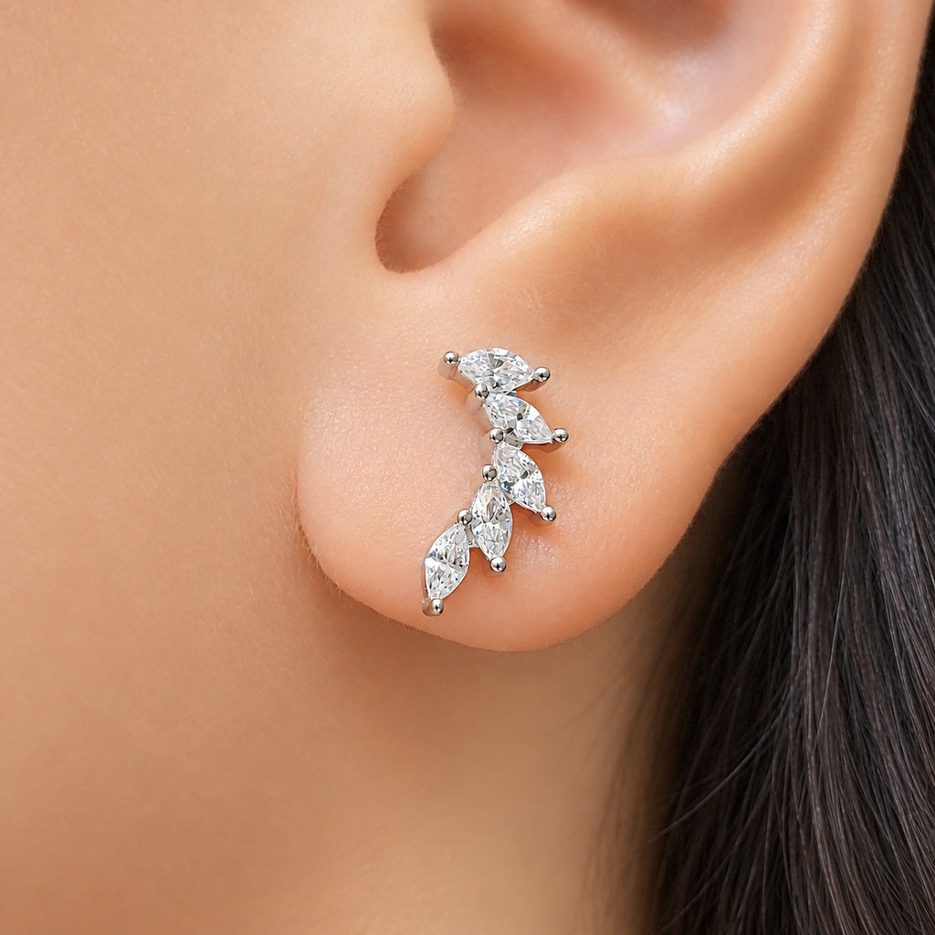 SilverBloom 925 Marquise-Cut Cubic Zirconia Wing Necklace & Earrings Set