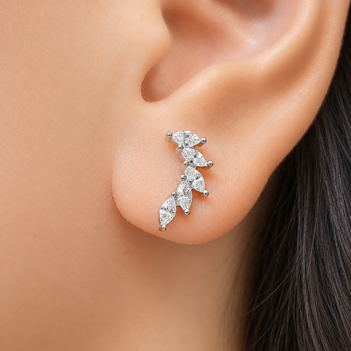 SilverBloom 925 Marquise-Cut Cubic Zirconia Wing Necklace & Earrings Set