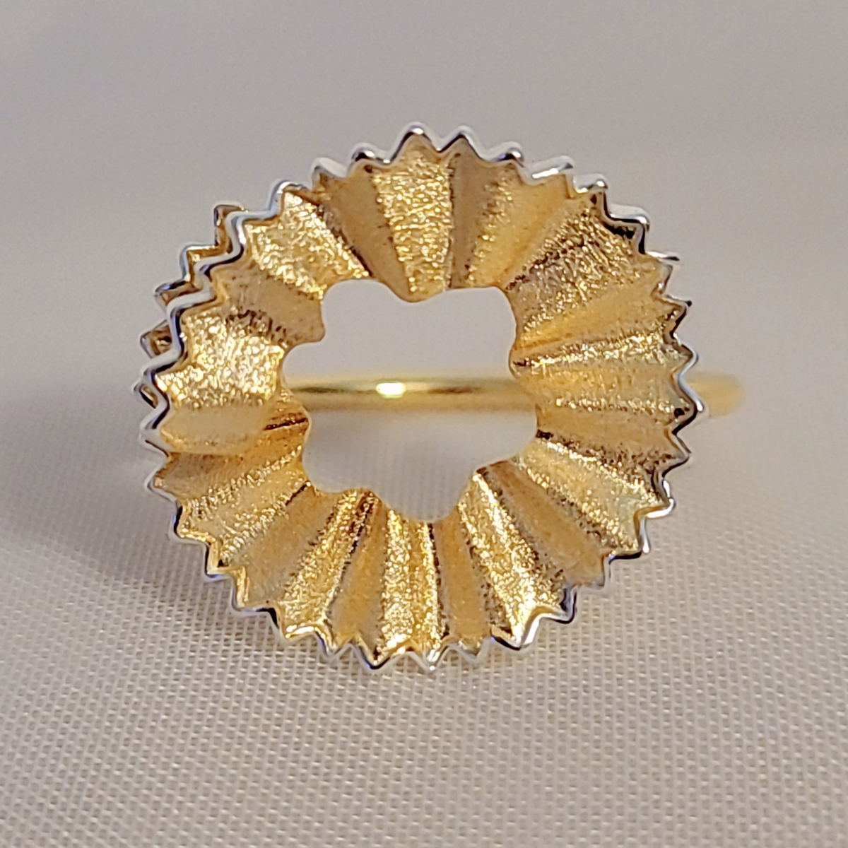 SilverBloom 925 18K Gold Plated 925 Sterling Silver Sculptural Shavings Ring