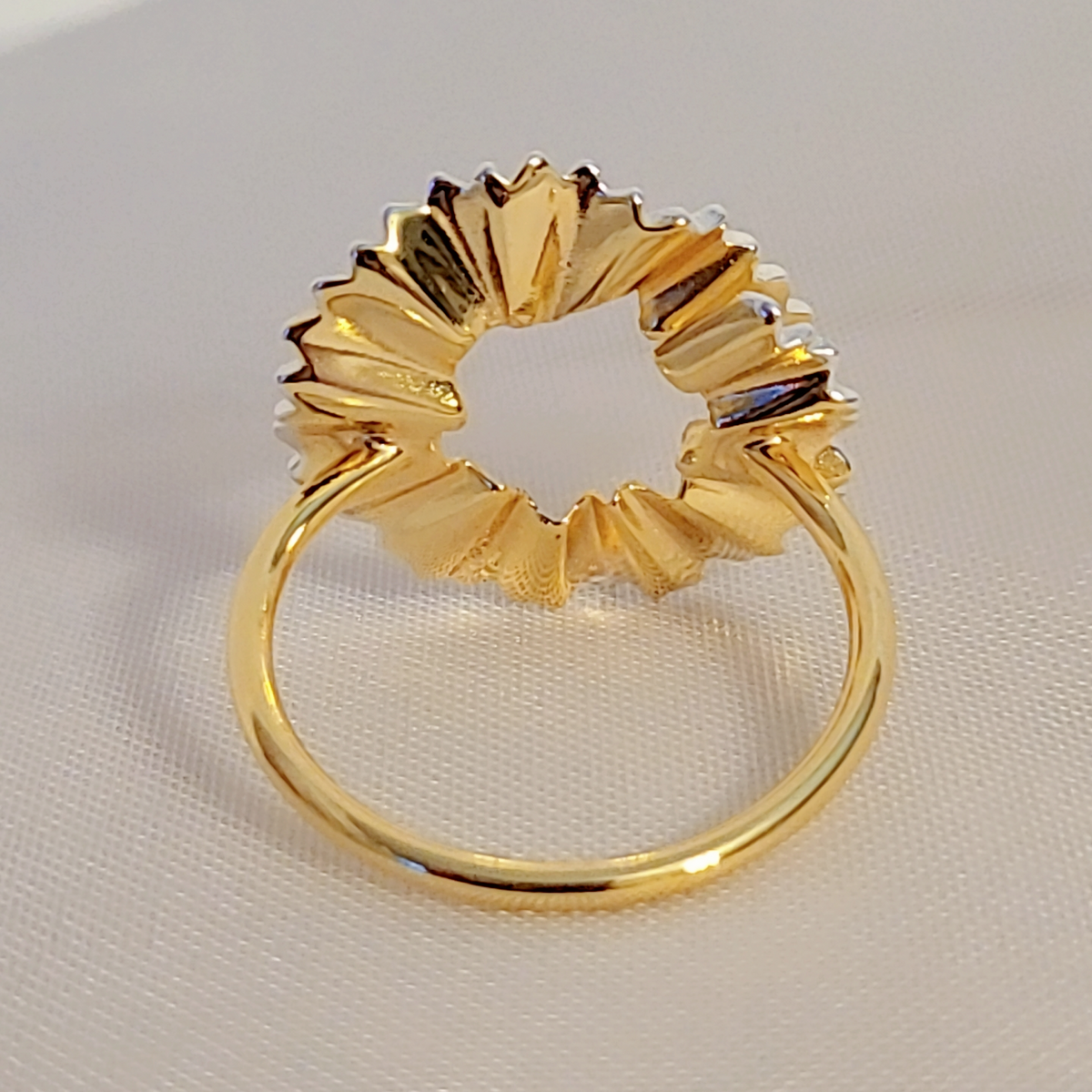 SilverBloom 925 18K Gold Plated 925 Sterling Silver Sculptural Shavings Ring