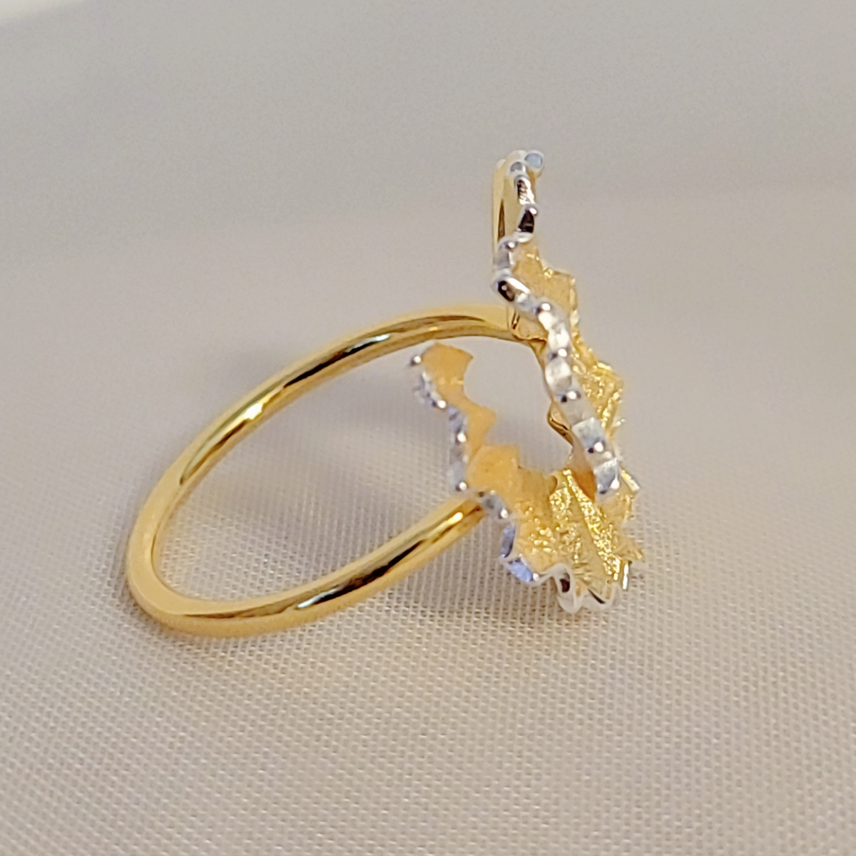 SilverBloom 925 18K Gold Plated 925 Sterling Silver Sculptural Shavings Ring