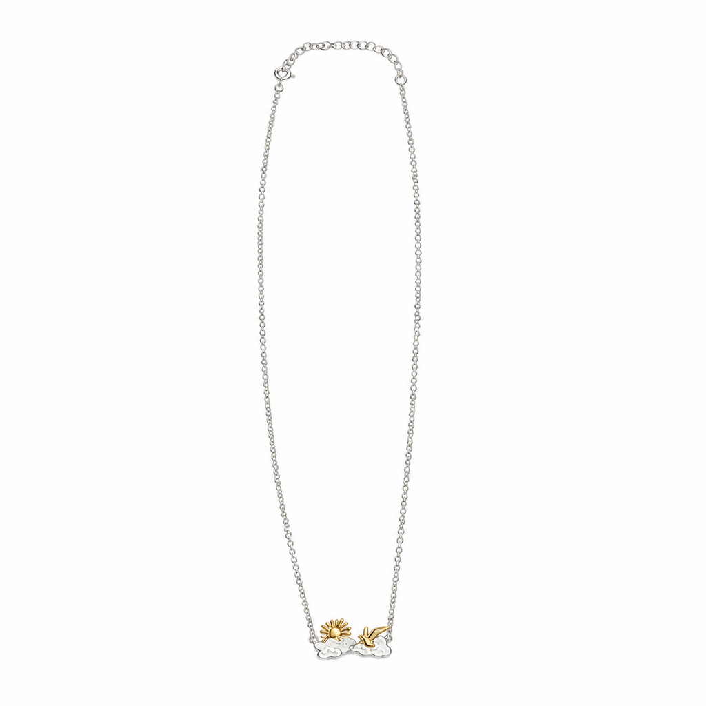 Sun Bird Cloud Necklace S925 Sterling Silver 18K Gold Plated Two-Tone