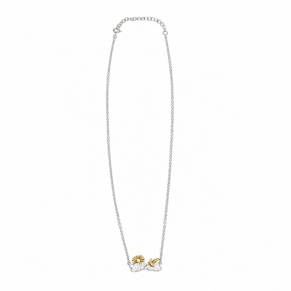 Sun Bird Cloud Necklace S925 Sterling Silver 18K Gold Plated Two-Tone