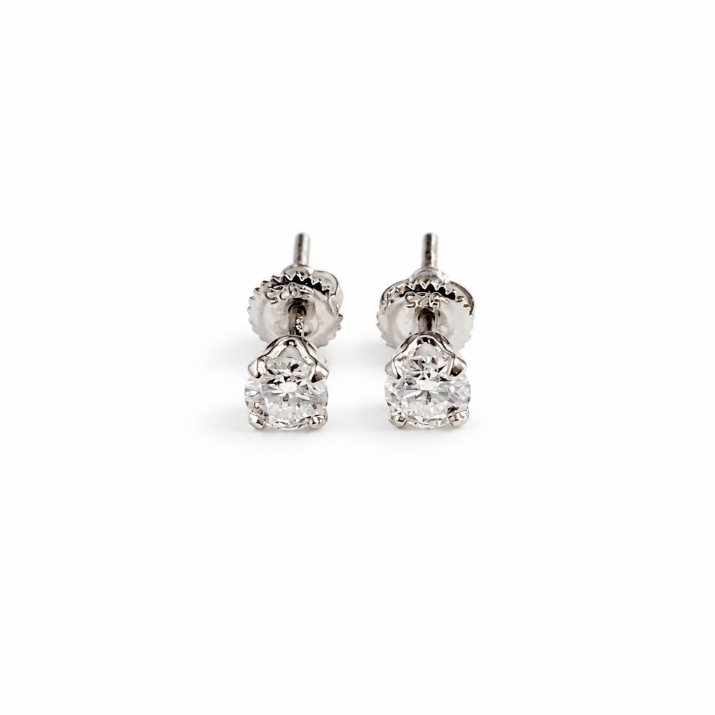 4mm Moissanite Rose Bloom Stud Earrings S925 Sterling Silver Screw Back