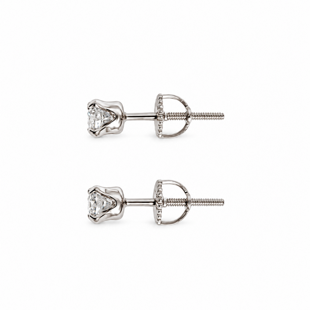4mm Moissanite Rose Bloom Stud Earrings S925 Sterling Silver Screw Back