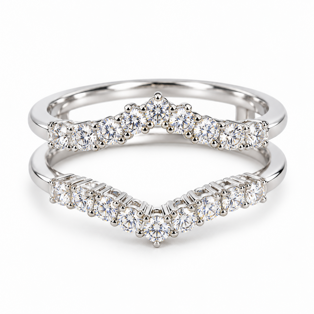 1 CT Moissanite Two-Piece Bridal Ring Set Stackable Sterling Silver