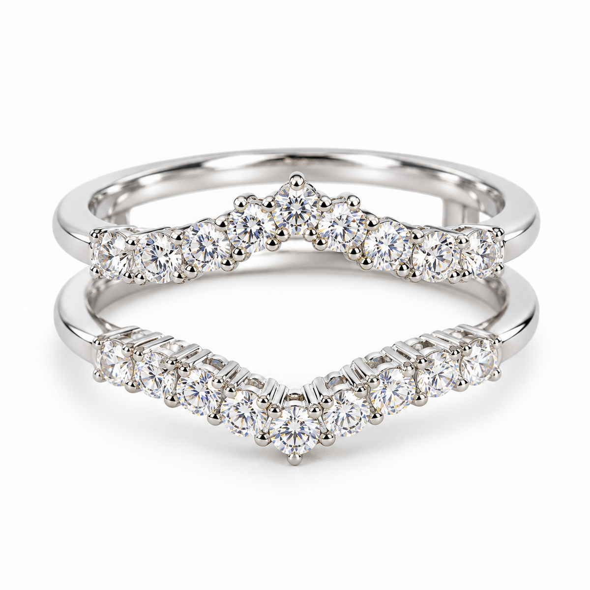 1 CT Moissanite Two-Piece Bridal Ring Set Stackable Sterling Silver