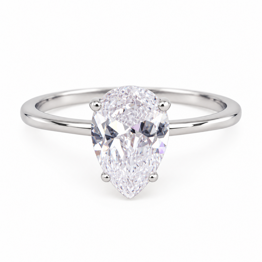 925 Sterling Silver 2CT Pear Cut Cubic Zirconia Ring Size 8