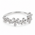 925 Sterling Silver Daisy Flower Cubic Zirconia Band Ring – Size 7