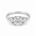 S925 Sterling Silver Round Brilliant-Cut Cubic Zirconia Three-Stone Ring – Size 8
