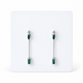 Green Cubic Zirconia Detachable Long Chain Stud Earrings – 925 Sterling Silver