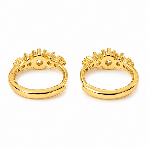 925 Sterling Silver Clear CZ 11.3mm Helix Huggie Hoop Earrings – 18K Gold Plated