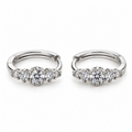925 Sterling Silver Clear CZ 11.3mm Helix Huggie Hoop Earrings – Silver