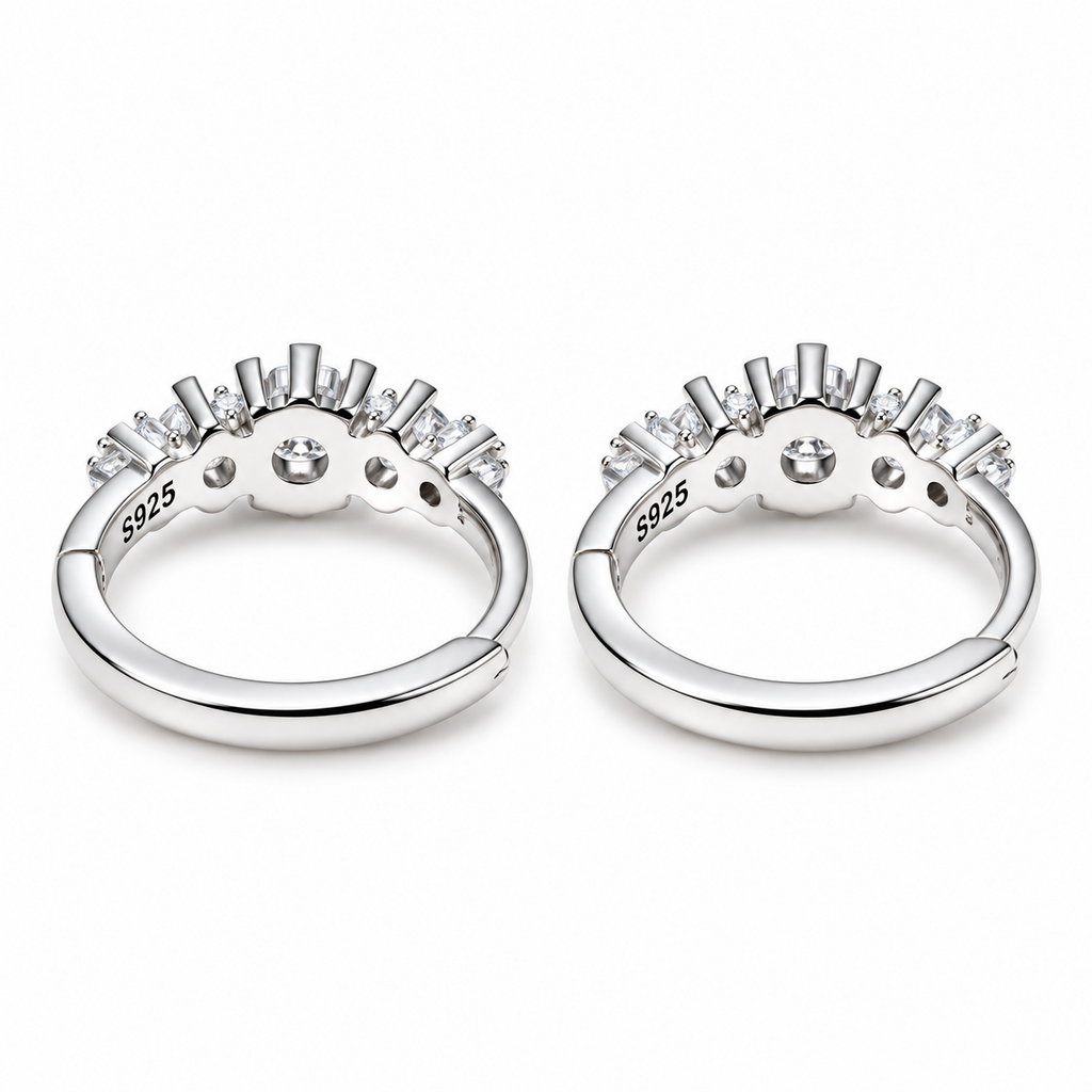 925 Sterling Silver Clear CZ 11.3mm Helix Huggie Hoop Earrings – Silver