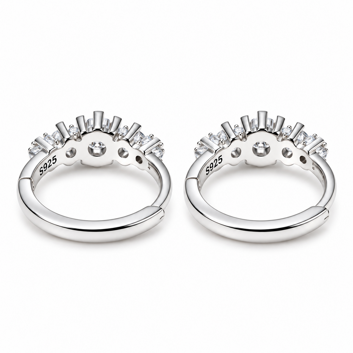 925 Sterling Silver Clear CZ 11.3mm Helix Huggie Hoop Earrings – Silver
