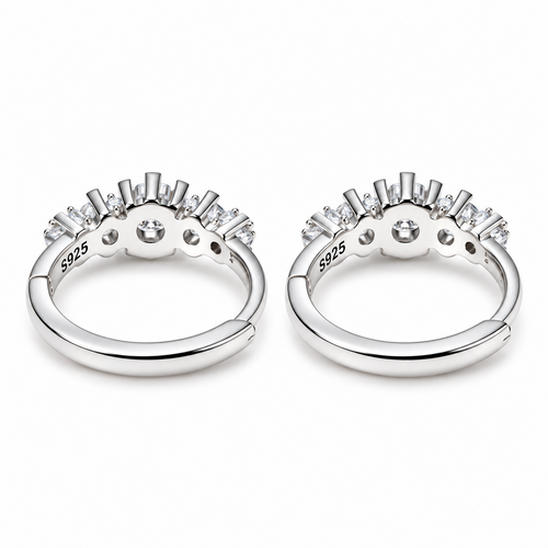 925 Sterling Silver Clear CZ 11.3mm Helix Huggie Hoop Earrings – Silver