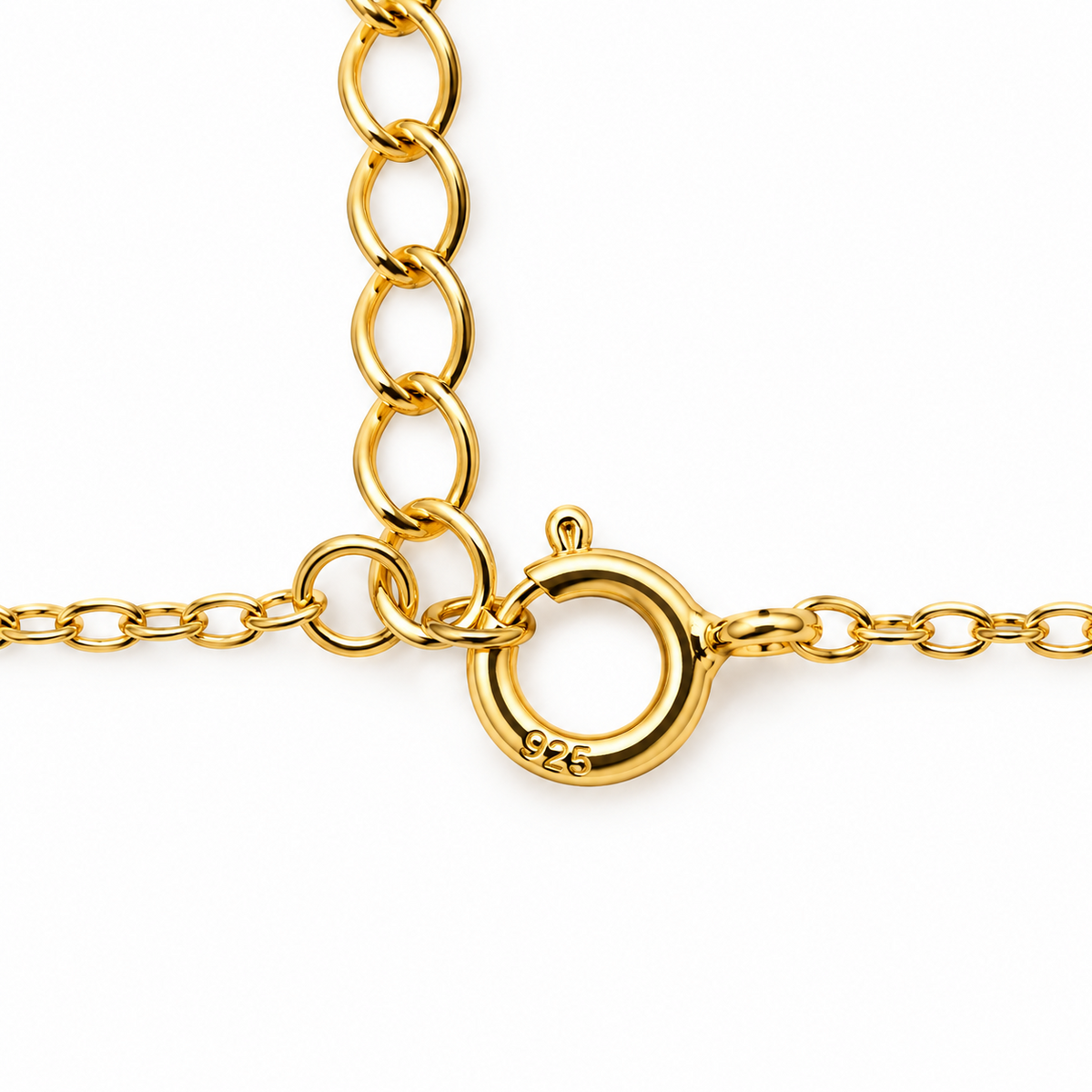 18K Gold-Plated 925 Sterling Silver CZ Eye Charm Necklace – Adjustable 16–18"