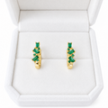 18K Gold Plated 925 Sterling Silver Green CZ Leaf Huggie Earrings