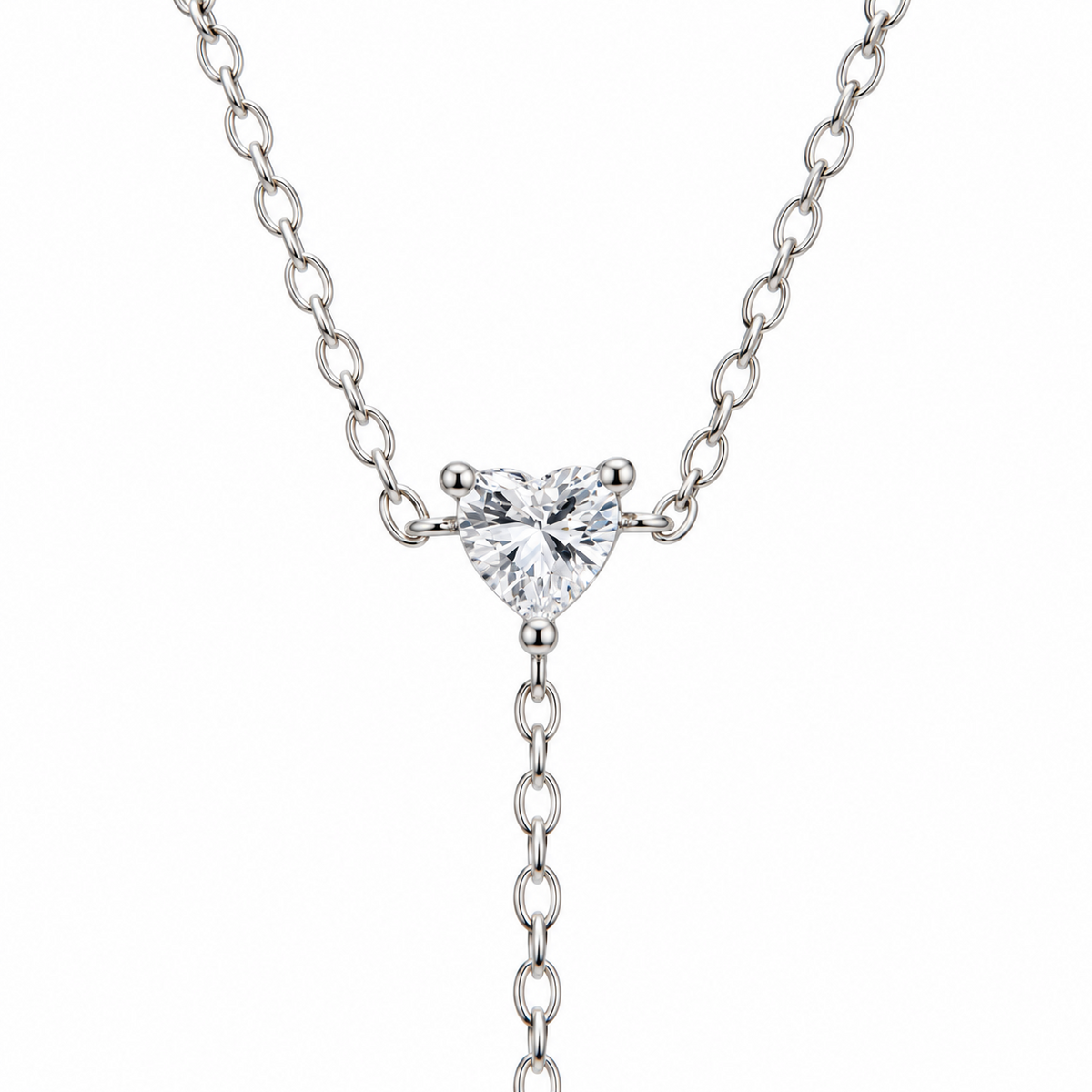 S925 Sterling Silver CZ Heart & Leaf Ring Bracelet – Silver
