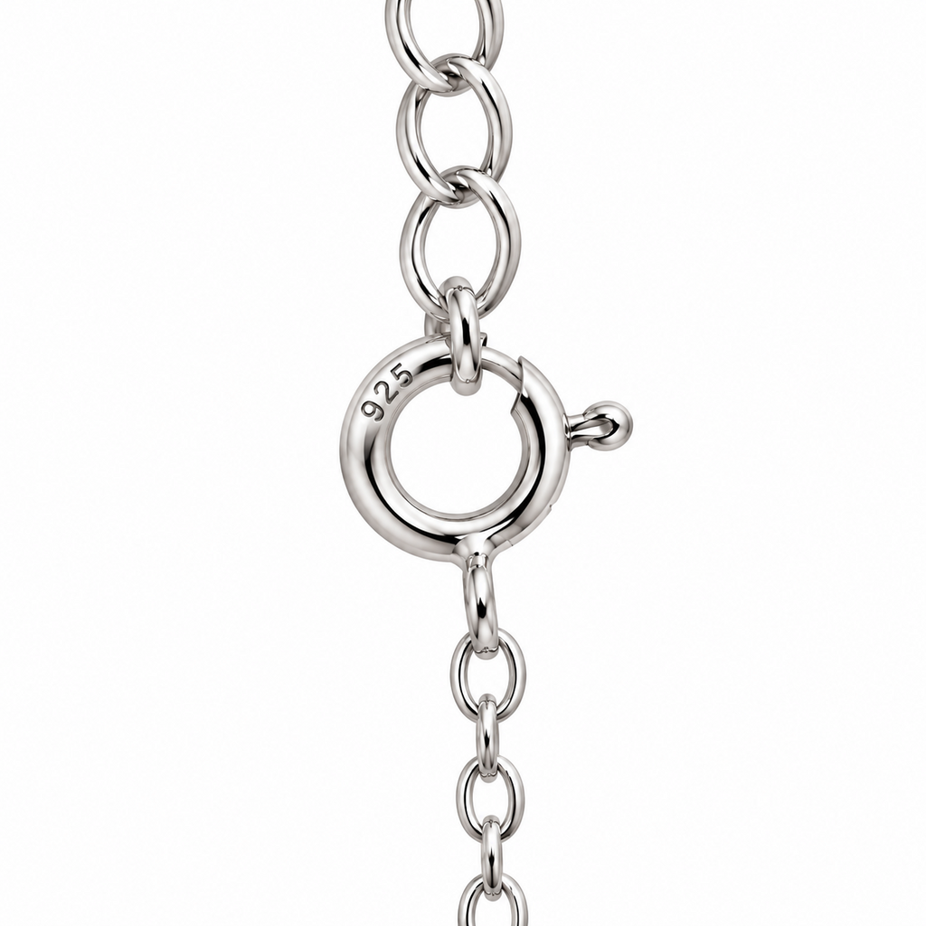 S925 Sterling Silver CZ Heart & Leaf Ring Bracelet – Silver