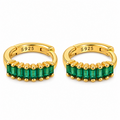 925 Sterling Silver Green CZ Helix Huggie Hoop Earrings 10mm – Silver & 18K Gold Plated