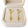 18K Gold-Plated 925 Sterling Silver Cross Drop Huggie Helix Earrings